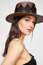 Catalonia Lace Straw Boater Hat By Free People